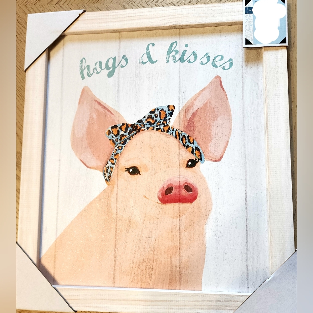 Hogs & Kisses Wall Art NWT 16x14 on  Wash Frame